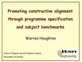 Promoting constructive alignment through programme specification and subject benchmarks