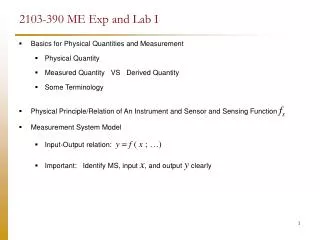 2103-390 ME Exp and Lab I