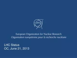 LHC Status O C, June 21, 2013