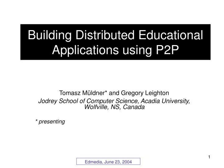 building distributed educational applications using p2p