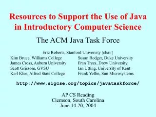 Resources to Support the Use of Java in Introductory Computer Science