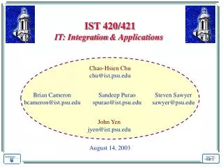 IST 420/421 IT: Integration &amp; Applications