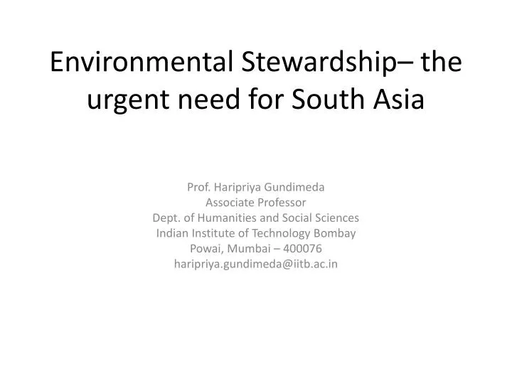 environmental stewardship the urgent need for south asia