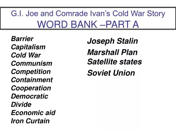 g i joe and comrade ivan s cold war story word bank part a