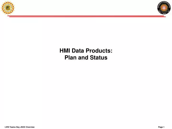 hmi data products plan and status