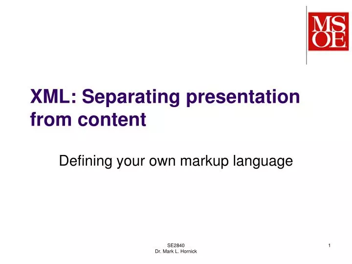 xml separating presentation from content