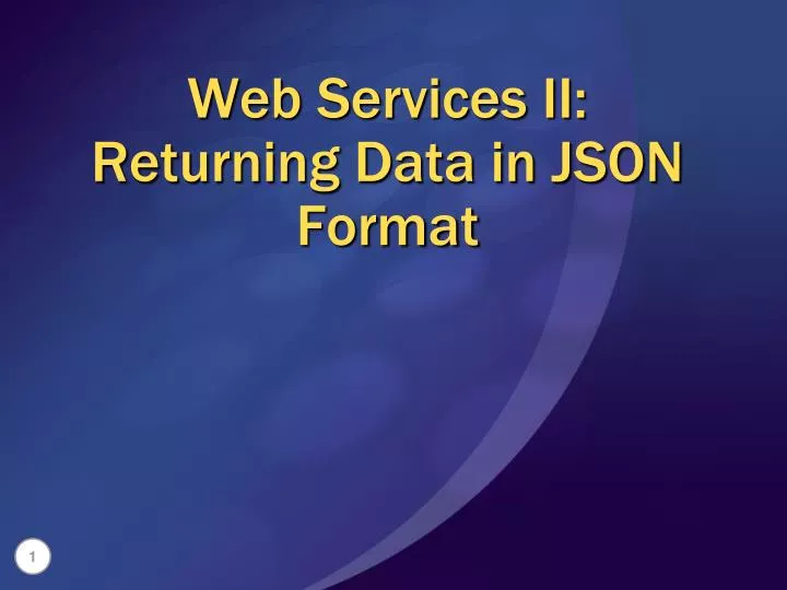web services ii returning data in json format