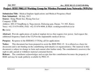 Project: IEEE P802.15 Working Group for Wireless Personal Area Networks (WPANs)