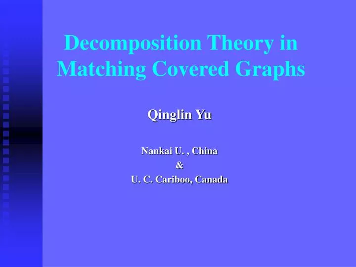 decomposition theory in matching covered graphs