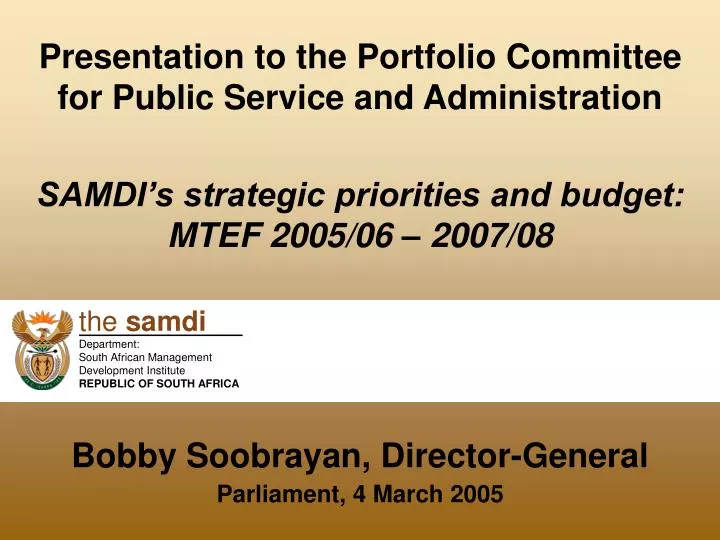 presentation to the portfolio committee for public service and administration