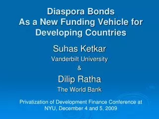 Diaspora Bonds As a New Funding Vehicle for Developing Countries