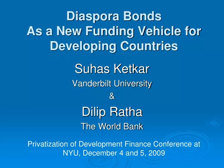diaspora bonds as a new funding vehicle for developing countries