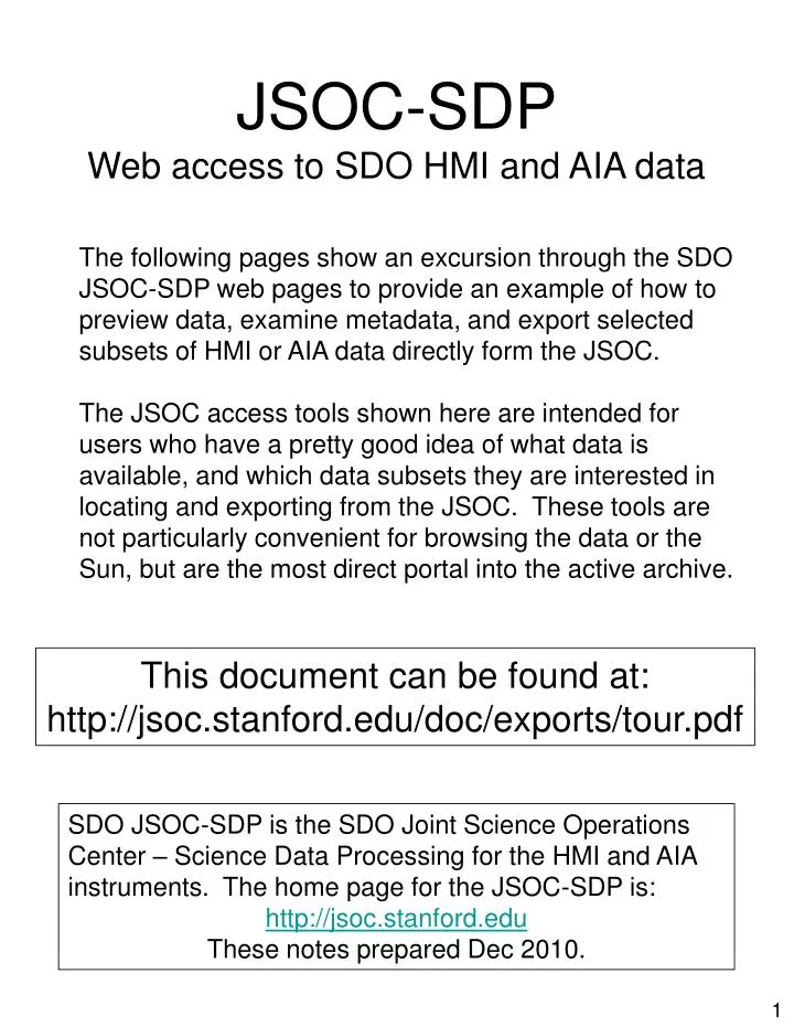 jsoc sdp web access to sdo hmi and aia data