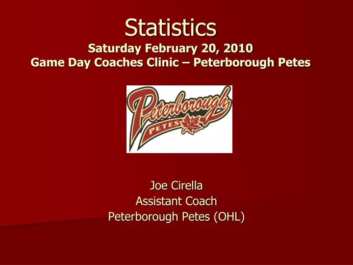 statistics saturday february 20 2010 game day coaches clinic peterborough petes