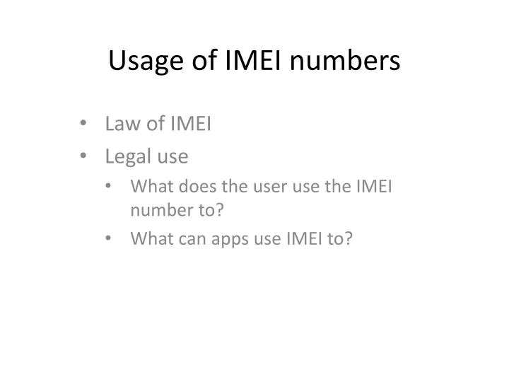 usage of imei numbers