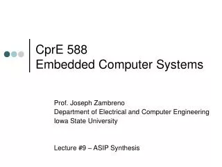 CprE 588 Embedded Computer Systems