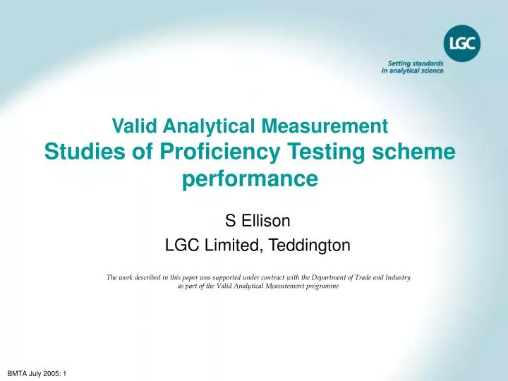 valid analytical measurement studies of proficiency testing scheme performance