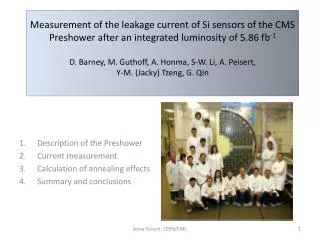 Description of the Preshower Current measurement Calculation of annealing effects