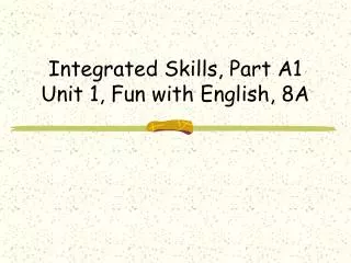 Integrated Skills, Part A1 Unit 1, Fun with English, 8A