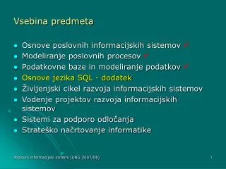 vsebina predmeta