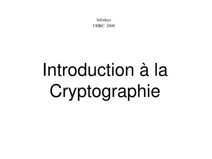 introduction la cryptographie
