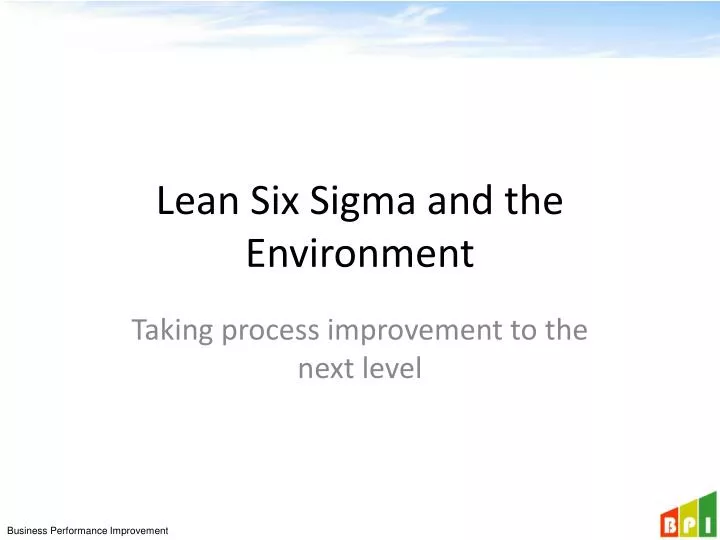 lean six sigma and the environment