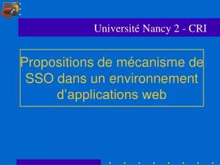 propositions de m canisme de sso dans un environnement d applications web