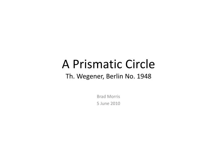 a prismatic circle th wegener berlin no 1948