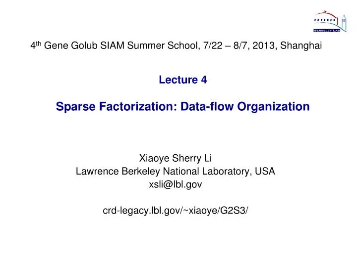 lecture 4 sparse factorization data flow organization