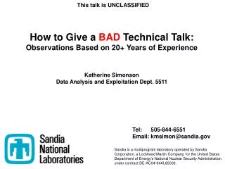 How to Give a BAD Technical Talk: Observations Based on 20+ Years of Experience