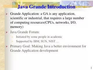 Java Grande Introduction