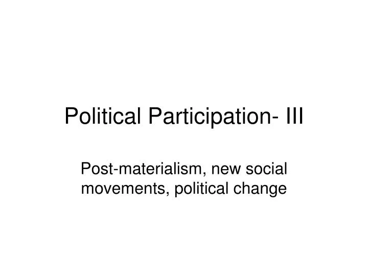 political participation iii