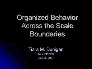 Organized Behavior Across the Scale Boundaries