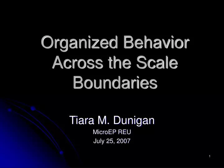 organized behavior across the scale boundaries