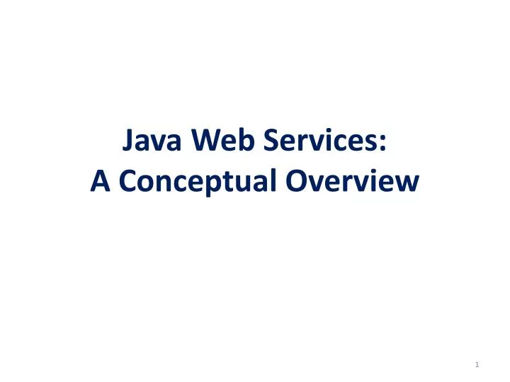 java web services a conceptual overview