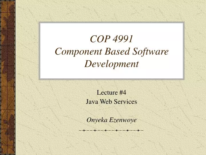 cop 4991 component based software development