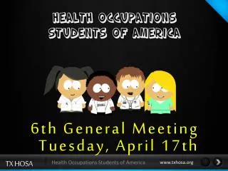 6th General Meeting Tuesday, April 17th