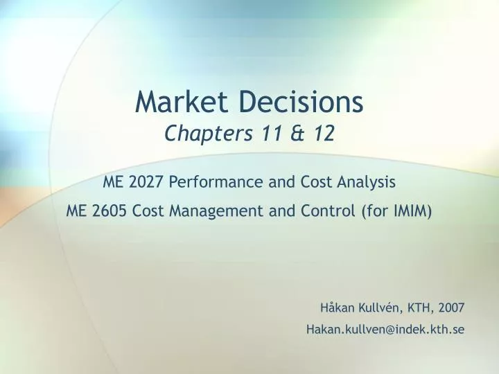 market decisions chapters 11 12