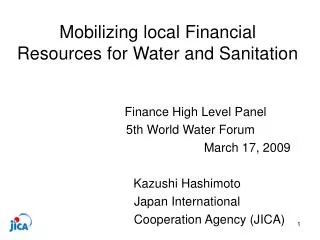 Mobilizing local Financial Resources for Water and Sanitation