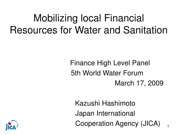 mobilizing local financial resources for water and sanitation