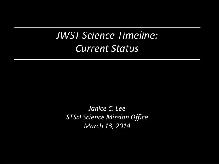 jwst science timeline current status