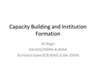 Capacity Building and Institution Formation