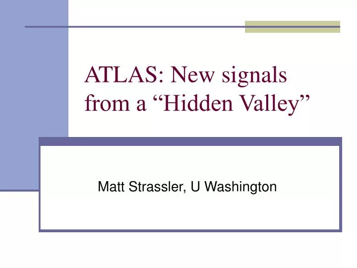 atlas new signals from a hidden valley