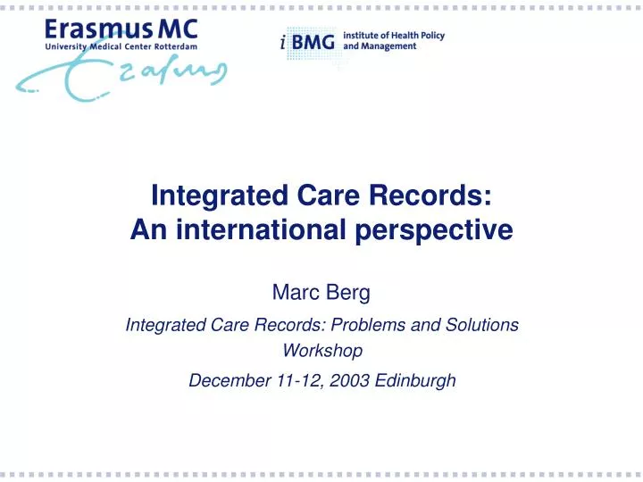 integrated care records an international perspective