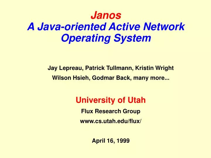 janos a java oriented active network operating system
