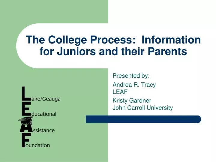 the college process information for juniors and their parents