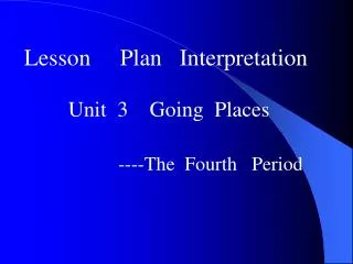Lesson Plan Interpretation