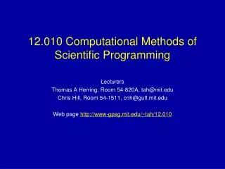 12.010 Computational Methods of Scientific Programming