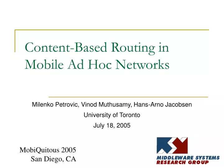 content based routing in mobile ad hoc networks