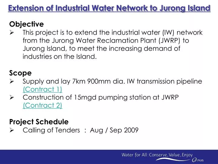 extension of industrial water network to jurong island
